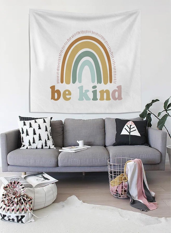 Knibeo Rainbow Boho Wall Tapestry - 50x60 Inch Kids Tapestry, Boho Wall Hanging for Classroom, Teen Girls' Room Decor, Mental Health Decor - Image 3
